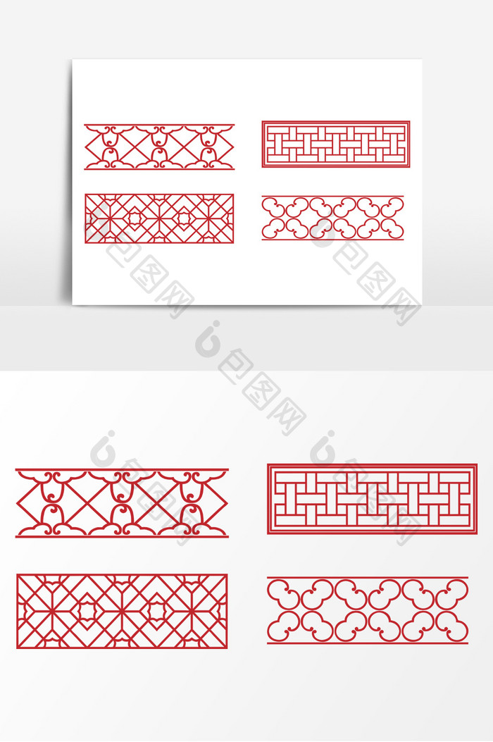 红色窗格装饰边框AI矢量素材