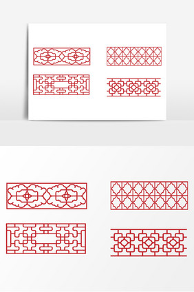中式窗格装饰边框AI矢量素材