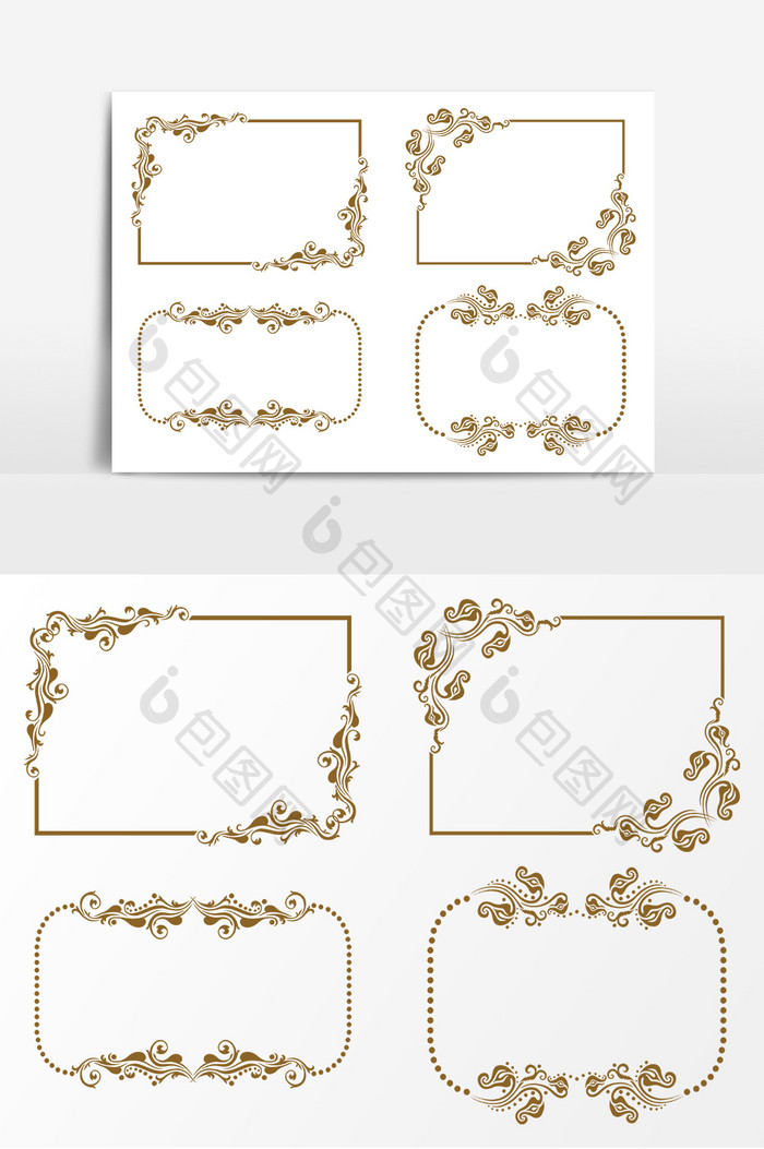 金色大气欧式装饰边框AI矢量素材