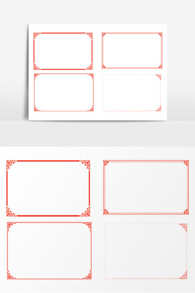 装饰红色中式边框AI矢量素材