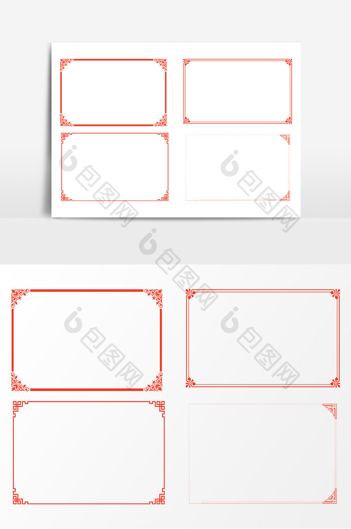 装饰红色中式边框AI矢量素材
