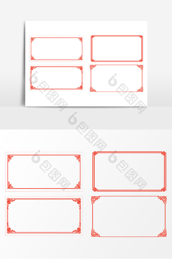 中式装饰红色边框AI矢量素材