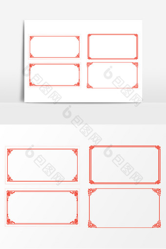 中式装饰红色边框AI矢量素材图片