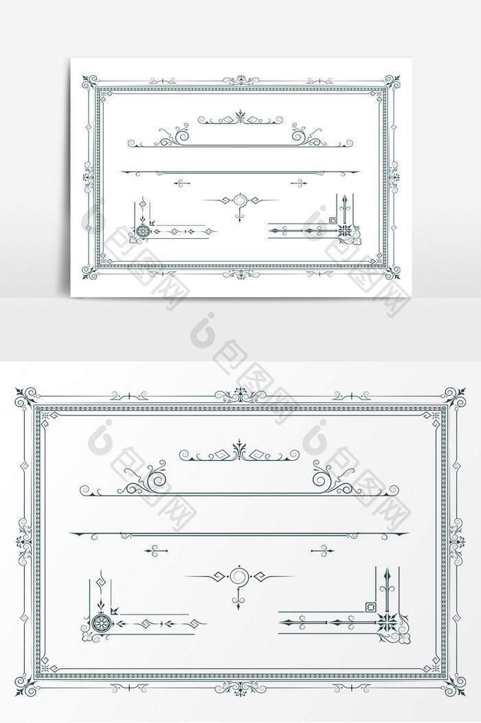 欧式花边框线条AI矢量素材