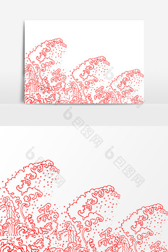 红色创意海浪底纹元素设计图片