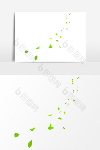 手绘绿色叶子元素设计图片