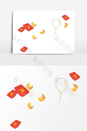 卡通红包气球设计元素图片