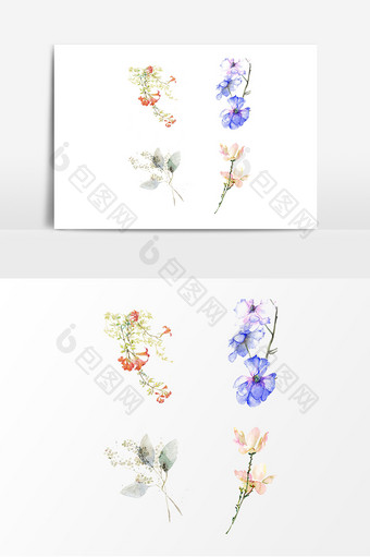 手绘水彩花朵装饰元素图片