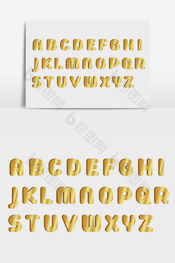 金色金属质感26个英文字母字体设计图片