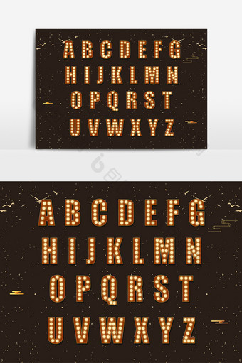 字母A-Z霓虹灯光效字体设计元素图片