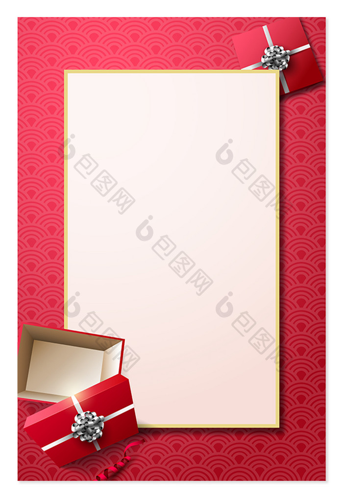 红色纹理新年礼盒背景