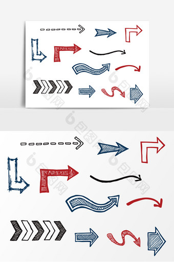简约矢量手绘箭头素材图片