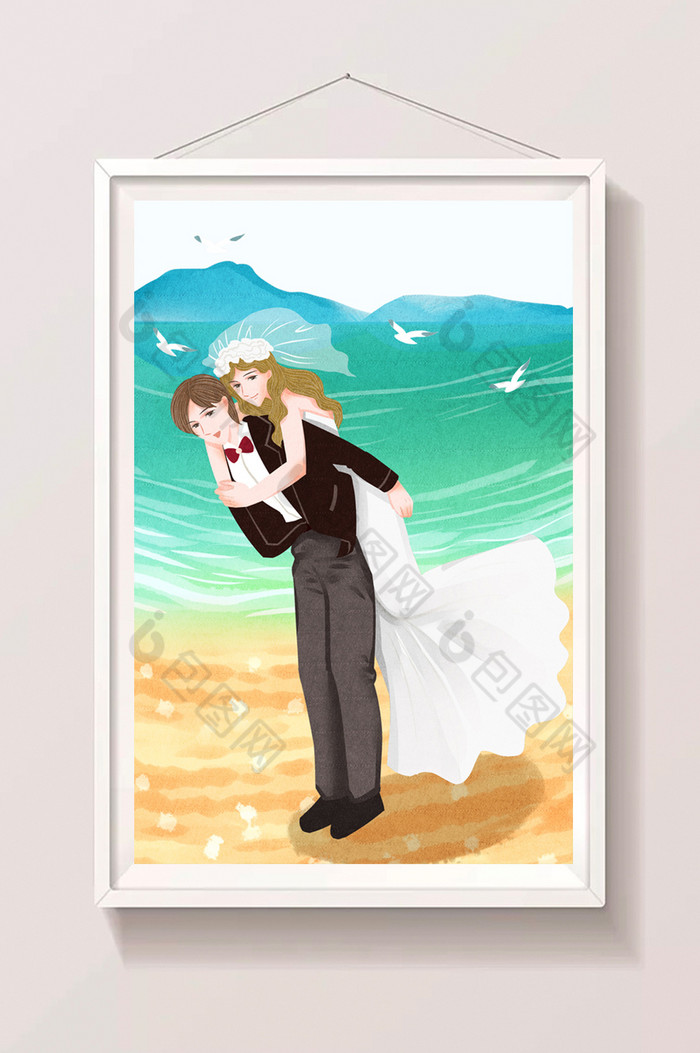 海边结婚插画图片图片