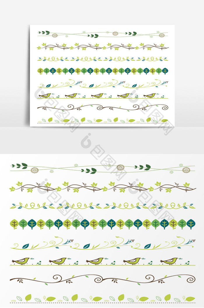 植物花边分隔线矢量素材下载