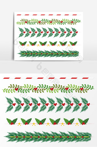 质感唯美圣诞花边素材矢量图图片