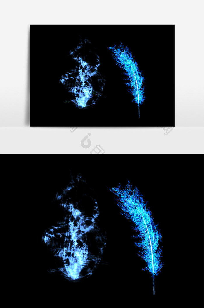 蓝色羽毛效果元素