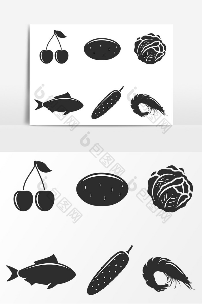 水果海鲜食物剪影AI图片图片