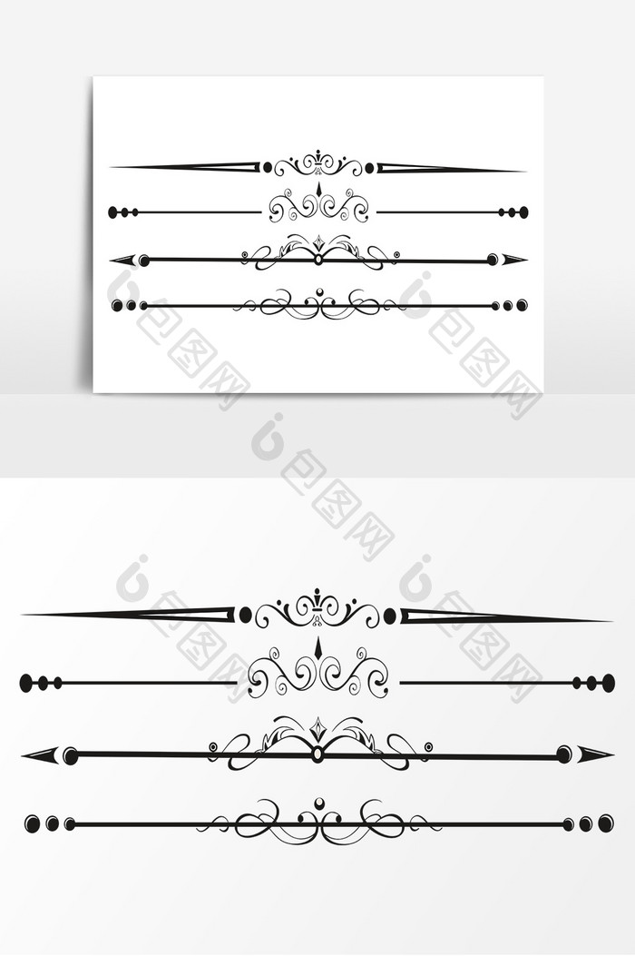 黑色欧式装饰直线花边矢量素材