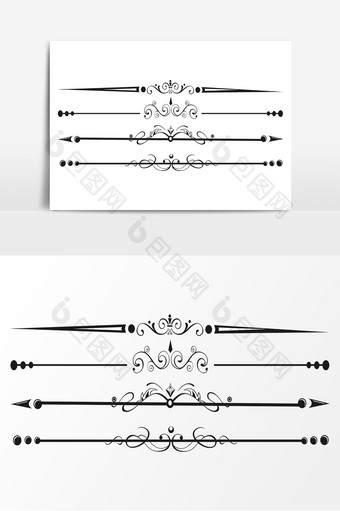 黑色欧式装饰直线花边矢量素材图片