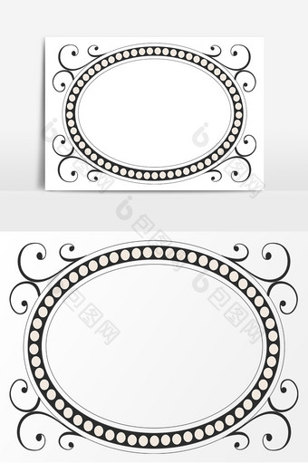 黑色欧式圆形装饰线条花边矢量素材图片
