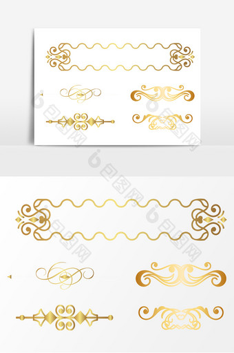 金色装饰欧式线条花边AI矢量素材图片