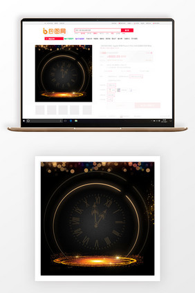 商务黑金时钟倒计时主图