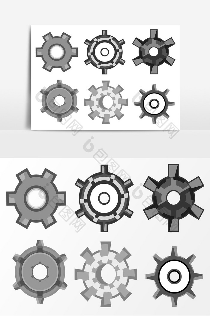 多种齿轮矢量效果元素