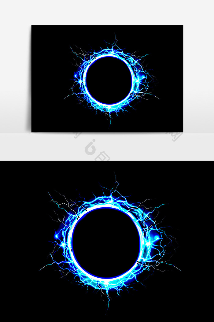蓝色电弧粒子碰撞圆环未来科技感元素