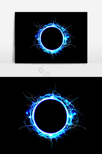 蓝色电弧粒子碰撞圆环未来科技感元素图片
