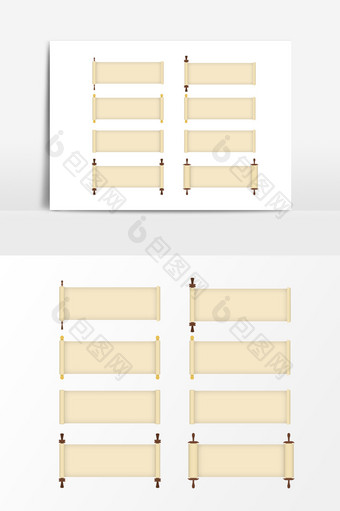 手绘卷轴边框元素设计图片