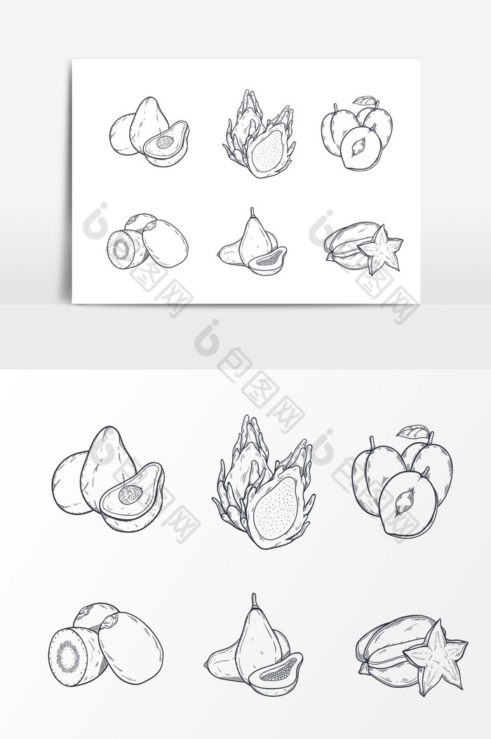 手绘水果图案元素