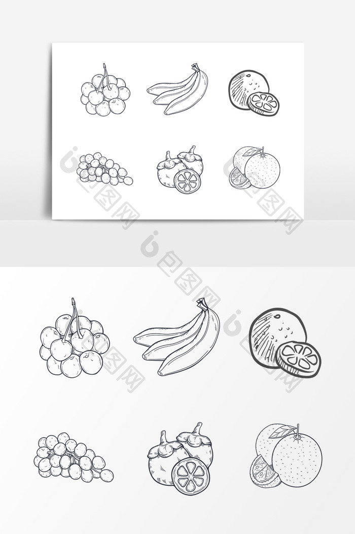 手绘水果图案设计元素