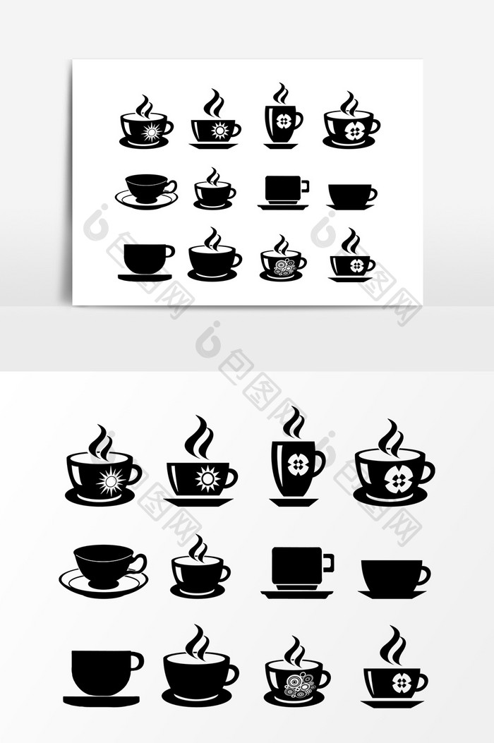 黑色咖啡杯图案元素
