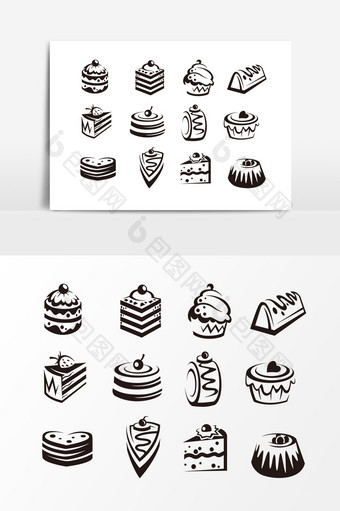 黑色蛋糕图案元素图片