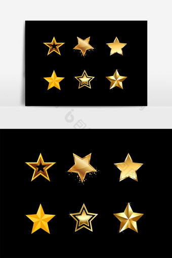 金色五角星装饰图案元素图片