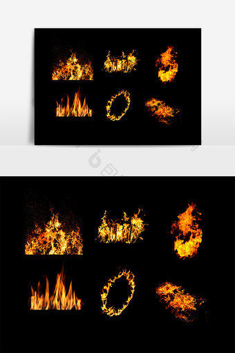 手绘火圈火焰设计元素图片