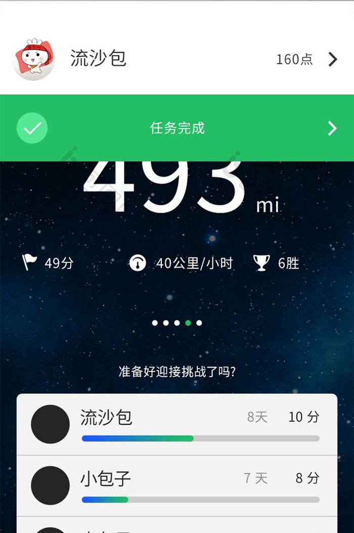 base扁平运动APP用户统计数据UI