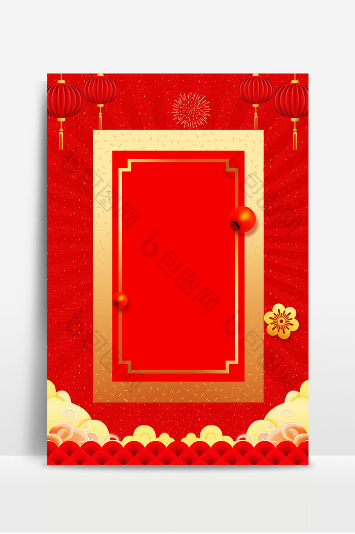 中国红灯笼祥云新年广告图图片图片