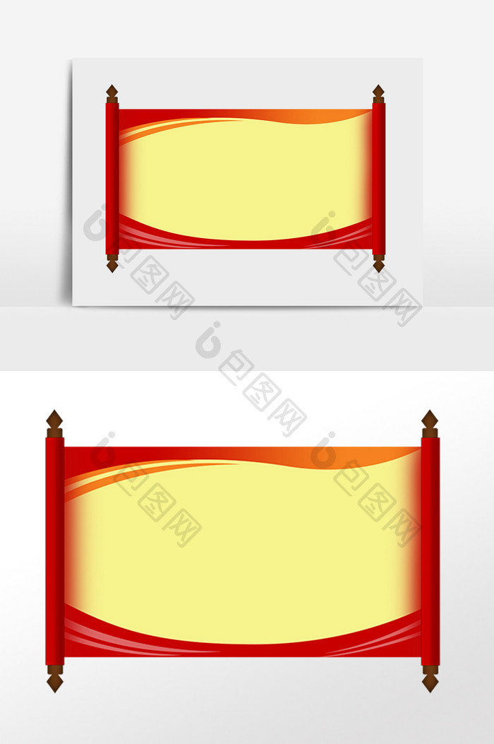 卡通红色卷轴插画