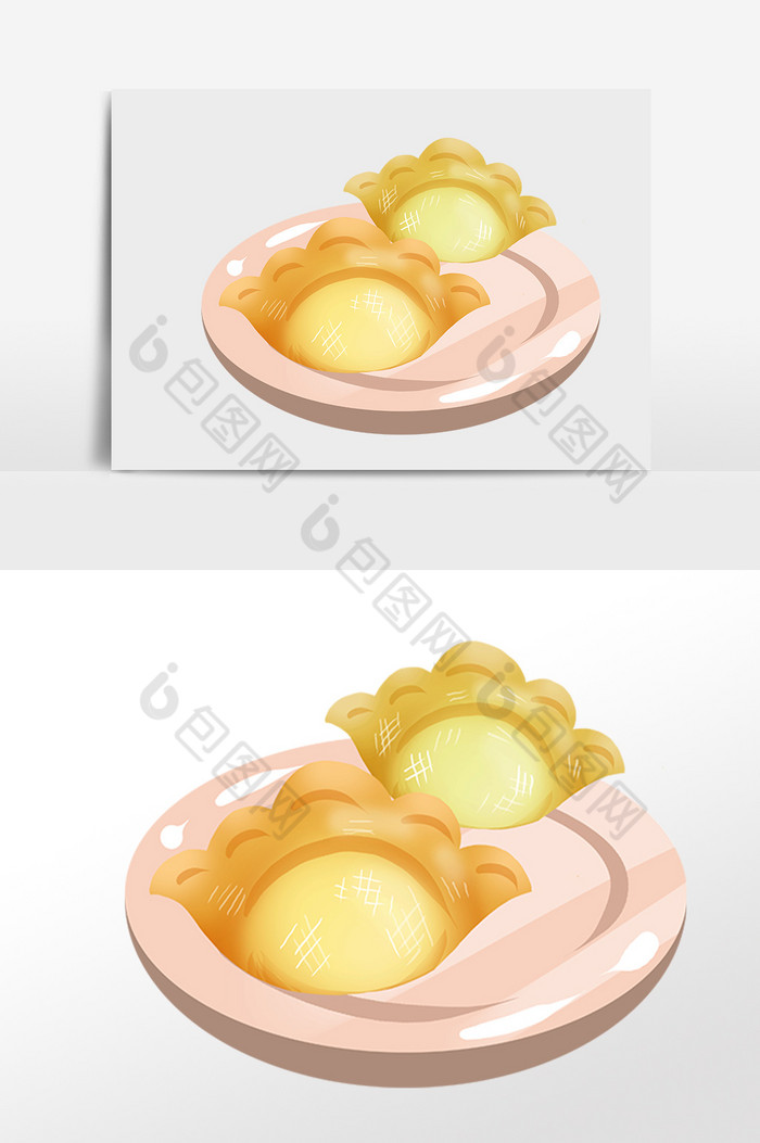 新年一盘饺子插画图片图片