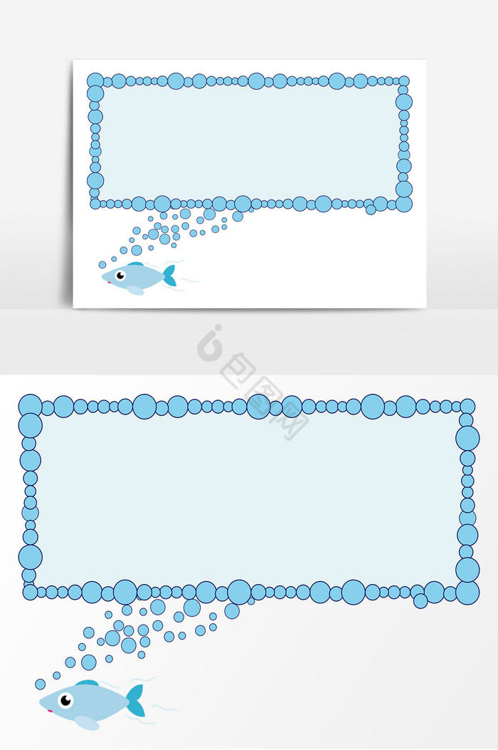 简笔小鱼吐泡泡ai边框图片