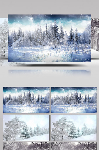 冬天白雪雪地树林LED背景视频图片
