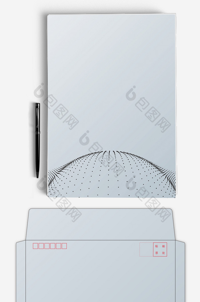 简约商务科技信封信纸背景 word模板