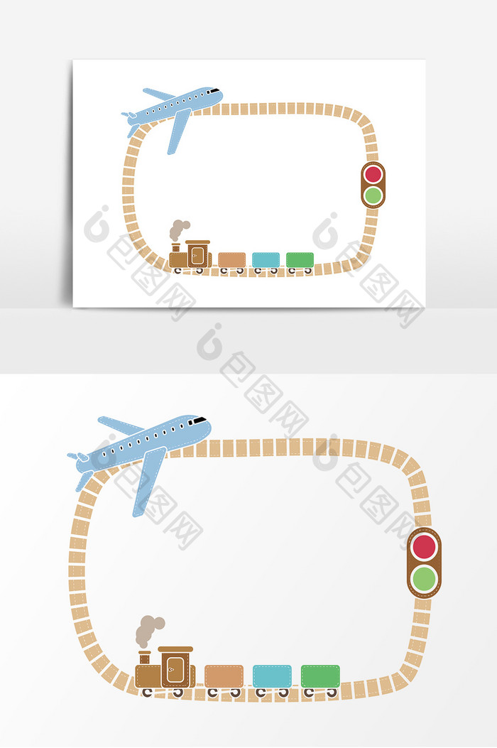 卡通交通工具边框元素