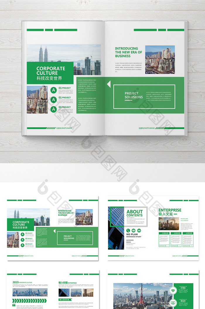 绿色简约企业宣传整套画册设计
