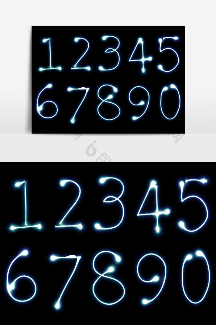0-9夜光数字效果元素