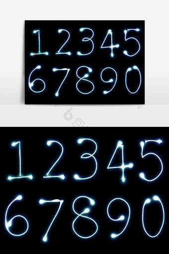 0-9夜光数字效果元素图片