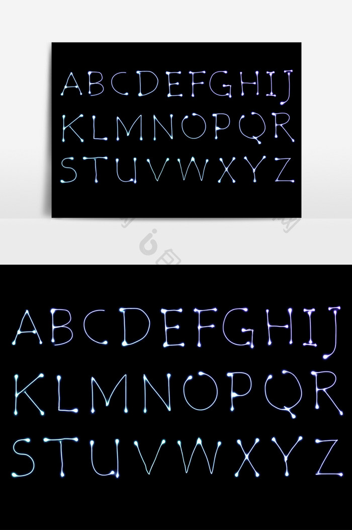 夜光发光字体字母效果元素