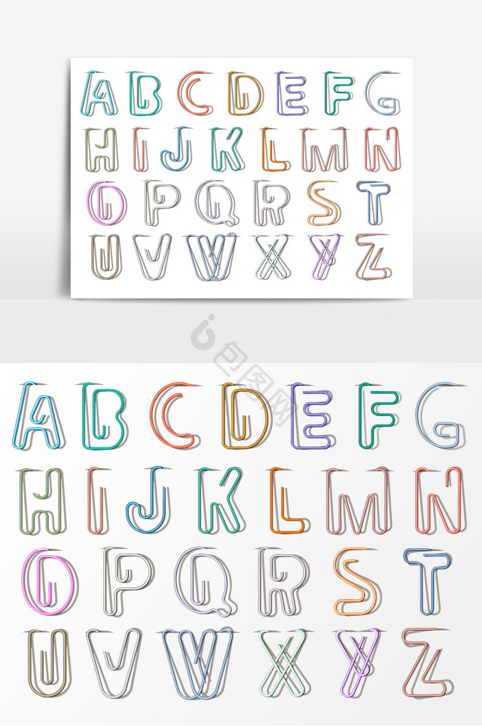 回形针做成的26个英文字母效果图片