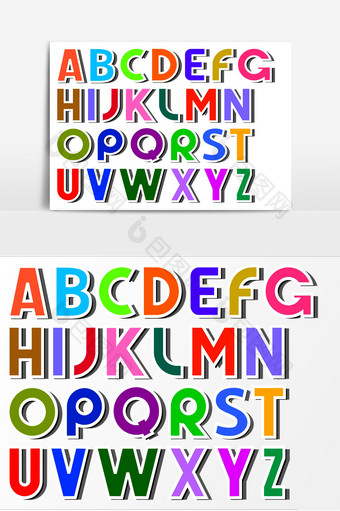 彩色26个英文字母效果元素图片